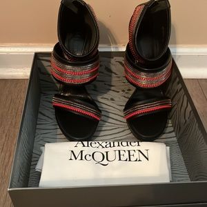 ALEXANDER MCQUEEN Heels, COLOR: Red Black, & Gold. SIZE: Euro 40 Brand New